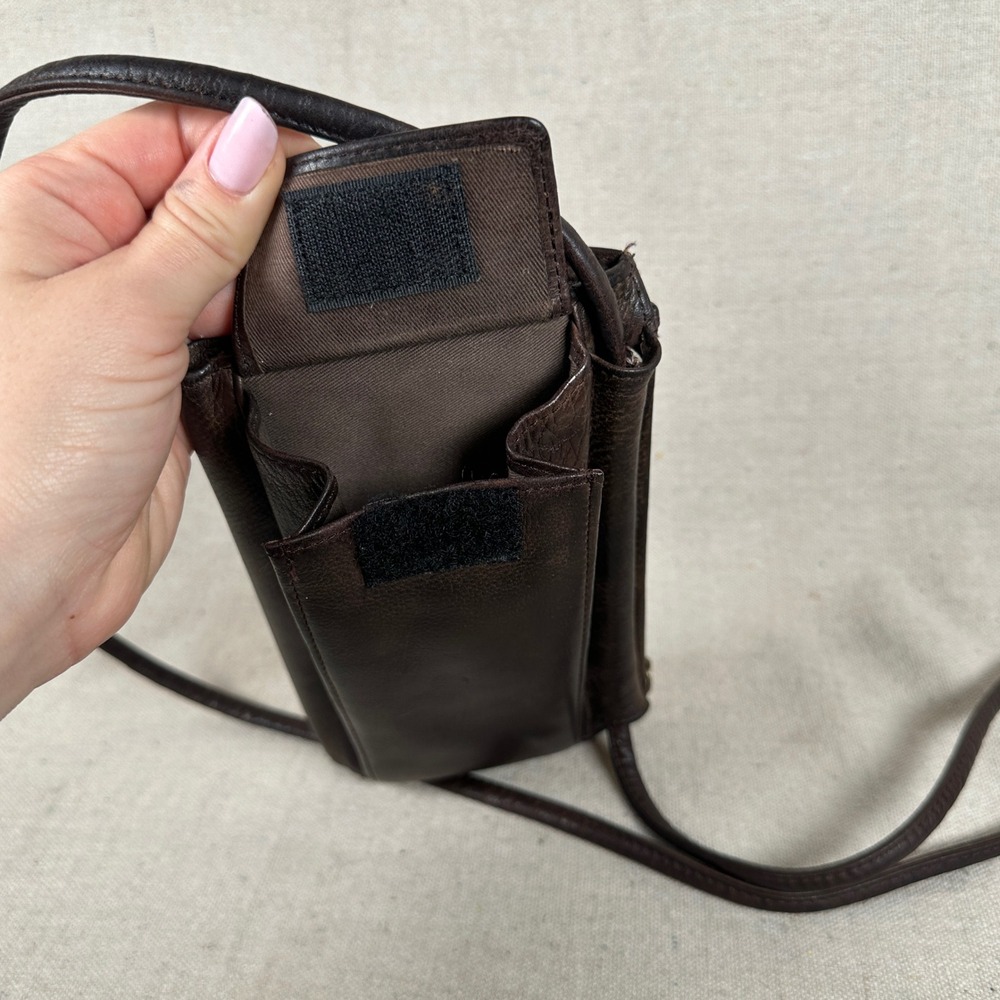 Fossil Vintage Dark Brown Leather Crossbody Wallet Organiser Bag Purse 90s Mini - Picture 7 of 10